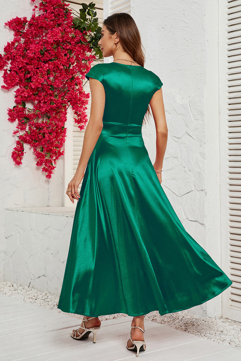 Load image into Gallery viewer, Red Deep V-neck Cap Sleeves Party Dress