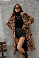 Load image into Gallery viewer, Brown Leopard Printed Faux Fur Long Women Coat