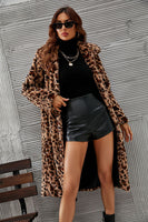 Load image into Gallery viewer, Brown Leopard Printed Faux Fur Long Women Coat