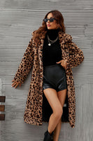 Load image into Gallery viewer, Brown Leopard Printed Faux Fur Long Women Coat