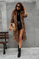 Load image into Gallery viewer, Brown Leopard Printed Faux Fur Long Women Coat