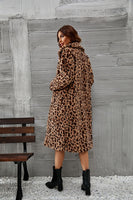 Load image into Gallery viewer, Brown Leopard Printed Faux Fur Long Women Coat