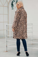 Load image into Gallery viewer, Brown Notched Lapel Leopard Printed Long Women Faux Fur Coat