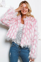 Load image into Gallery viewer, Pink Patchwork Cropped Women Faux Fur Coat