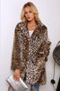 Load image into Gallery viewer, Brown Leopard Printed Notched Lapel Long Faux Fur Women Coat