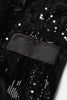 Load image into Gallery viewer, Sparkly Black Peak Lapel Sequins Women Blazer with Feathers