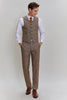 Load image into Gallery viewer, Brown Men&#39;s 3 Piece Plaid Prom Party Suits