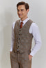 Load image into Gallery viewer, Brown Men&#39;s 3 Piece Plaid Prom Party Suits