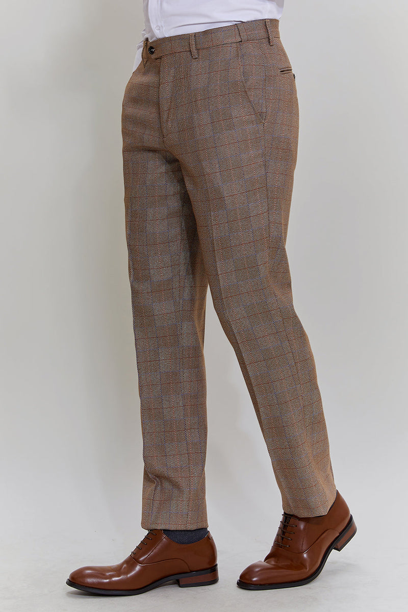 Load image into Gallery viewer, Brown Men&#39;s 3 Piece Plaid Prom Party Suits