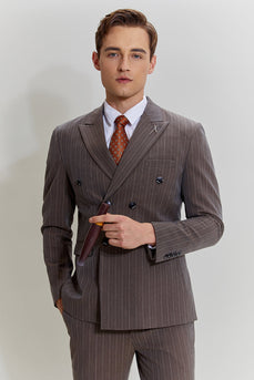 Coffee Pinstripe 3 Piece Men's Party Suits