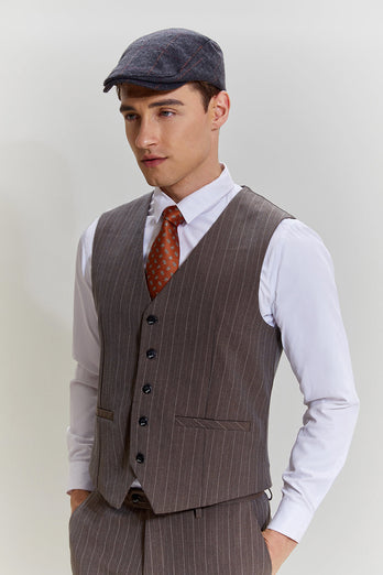Coffee Pinstripe 3 Piece Men's Party Suits