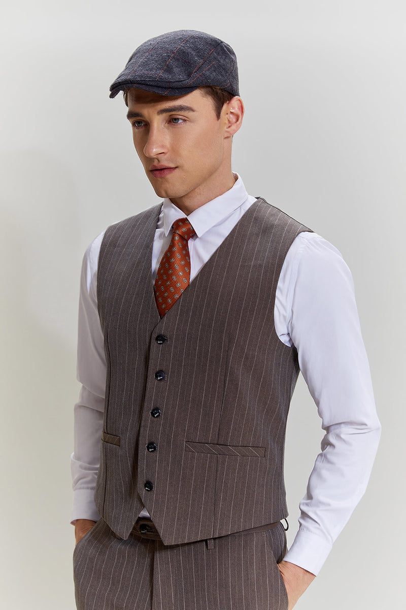 Load image into Gallery viewer, Coffee Pinstripe 3 Piece Men&#39;s Party Suits