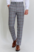 Load image into Gallery viewer, Grey Plaid Wide Peak Lapel 3 Piece Single Breasted Men&#39;s Suits