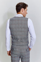 Load image into Gallery viewer, Grey Plaid Wide Peak Lapel 3 Piece Single Breasted Men&#39;s Suits