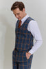 Load image into Gallery viewer, Grey Blue Men&#39;s 3 Piece Plaid Notched Lapel Prom Suits