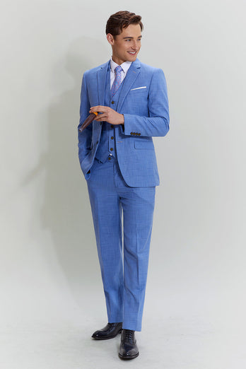 Men's 3-piece Two Button Sky Blue Tuxedo