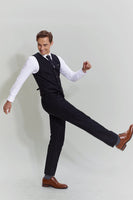 Load image into Gallery viewer, Black Three Piece Suit for Men with Notched Lapel