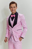 Load image into Gallery viewer, Pink Jacquard Satin Shawl Lapel 3 Piece Men&#39;s Prom Suits