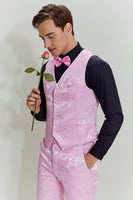 Load image into Gallery viewer, Pink Jacquard Satin Shawl Lapel 3 Piece Men&#39;s Prom Suits