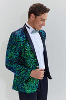 Load image into Gallery viewer, Green Men&#39;s Sequined Blazer Jacket