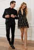 Load image into Gallery viewer, Men&#39;s Black 3-piece Jacquard Jacket Vest Pants Suit
