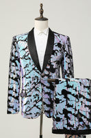 Load image into Gallery viewer, Sparkly Purple Sequins Shawl Lapel Men Two-Piece Suit