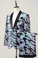Load image into Gallery viewer, Sparkly Purple Sequins Shawl Lapel Men Two-Piece Suit