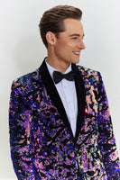 Load image into Gallery viewer, Sparkly Purple Sequins Shawl Lapel Men Two-Piece Suit