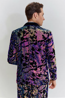 Purple Sequins Mens Two-Piece Suit Shawl Lapel One Button Tuxedo