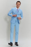 Load image into Gallery viewer, Sky Blue 3 Piece Notched Lapel Men&#39;s Modern Fit Suit