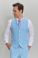 Load image into Gallery viewer, Sky Blue 3 Piece Notched Lapel Men&#39;s Modern Fit Suit