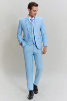 Load image into Gallery viewer, Sky Blue 3 Piece Notched Lapel Men&#39;s Modern Fit Suit