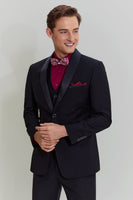 Load image into Gallery viewer, Black Men&#39;s 3 Piece Slim Fit Shawl Lapel Suit