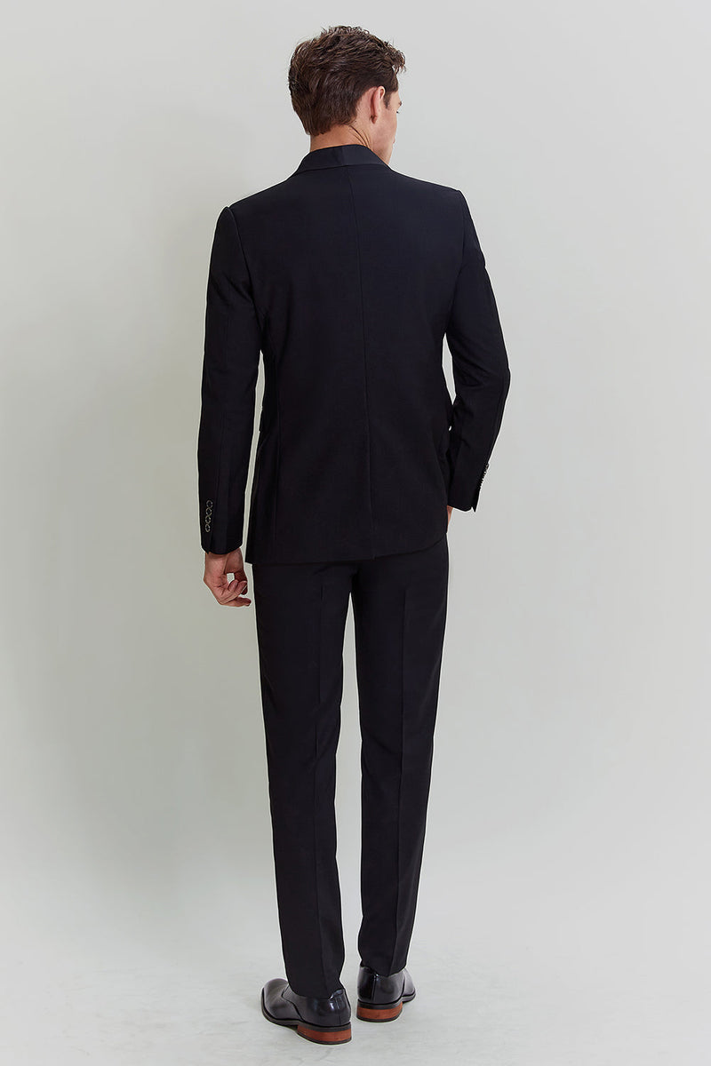 Load image into Gallery viewer, Black Men&#39;s 3 Piece Slim Fit Shawl Lapel Suit