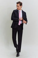Load image into Gallery viewer, Black Jacquard Satin Notched Lapel Blazer