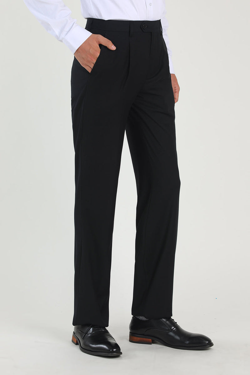 Load image into Gallery viewer, Black High Waisted Suit Pants Mens