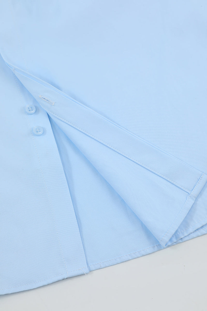 Load image into Gallery viewer, Men&#39;s Light Blue Collar Solid Long Sleeves Dress Shirt