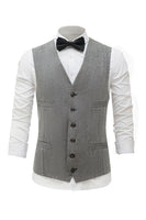 Load image into Gallery viewer, Grey Solid Single Breasted Shawl Lapel Men's Suit Vest