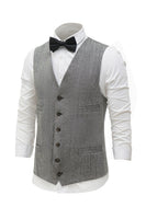 Load image into Gallery viewer, Grey Solid Single Breasted Shawl Lapel Men's Suit Vest