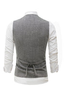 Load image into Gallery viewer, Grey Solid Single Breasted Shawl Lapel Men's Suit Vest