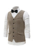 Load image into Gallery viewer, Khaki Solid Single Breasted Shawl Lapel Men&#39;s Suit Vest