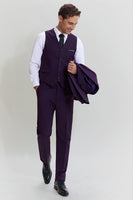 Load image into Gallery viewer, Purple Notched Lapel 3 Piece Homecoming &amp; Prom Suits
