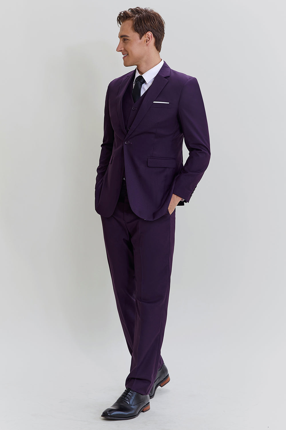 Purple Notched Lapel 3 Piece Homecoming & Prom Suits