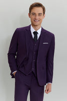 Load image into Gallery viewer, Purple Notched Lapel 3 Piece Homecoming &amp; Prom Suits