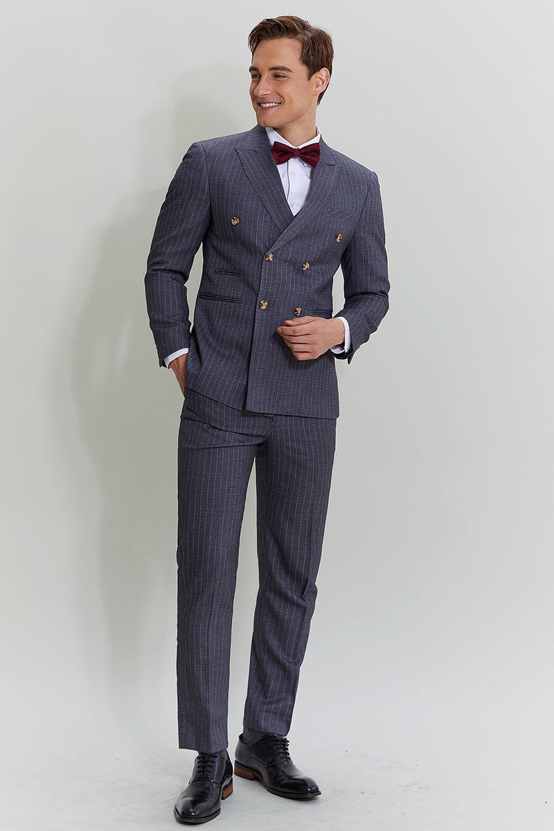 Load image into Gallery viewer, Men&#39;s 3 Piece Pinstripe Grey Suit