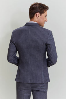 Men's 3 Piece Pinstripe Grey Suit