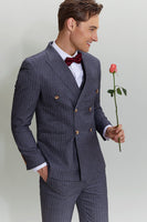 Load image into Gallery viewer, Men&#39;s 3 Piece Pinstripe Grey Suit