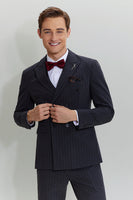 Load image into Gallery viewer, Men&#39;s 3 Piece Pinstripe Dark Grey Suit