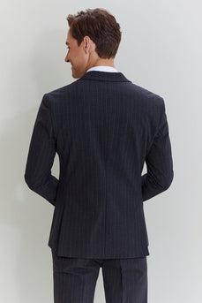 Men's 3 Piece Pinstripe Dark Grey Suit
