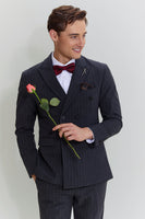 Load image into Gallery viewer, Men&#39;s 3 Piece Pinstripe Dark Grey Suit